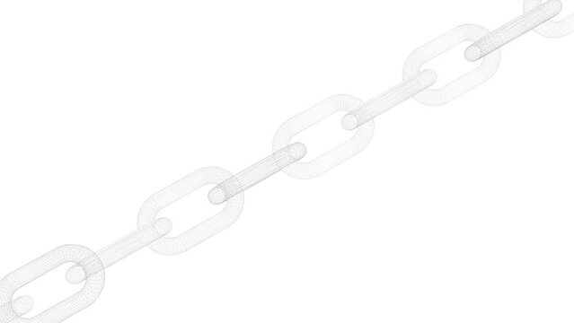 3d digital chain looping rotation on white background.