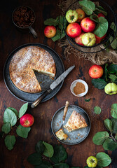 Apple Cake with cream and Crumble

