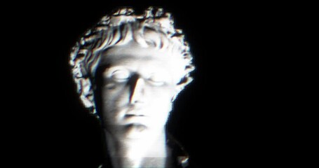 3D statue model with glitch and looped animation. Concept contemporary art and loop motion. Graphic sculpture released in CC0 as background in a glitched digital video. NFT and modern fashion culture - Powered by Adobe