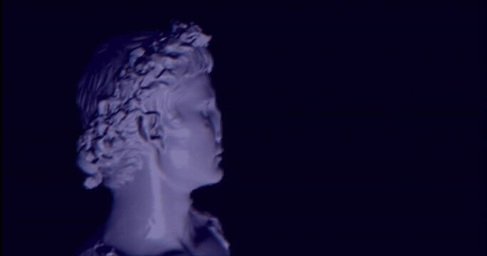 3D statue model with glitch and looped animation. Concept contemporary art and loop motion. Graphic sculpture released in CC0 as background in a glitched digital video. NFT and modern fashion culture