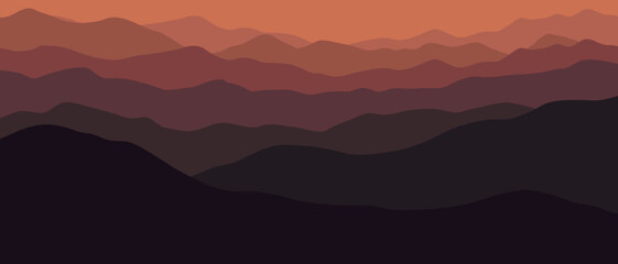 Naklejka na ściany i meble Multicolor mountains, silhouette waves, abstract brown shapes, modern background, vector design Illustration 