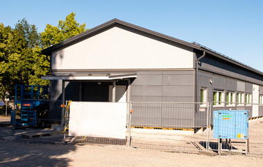 New school building, construction site in Finland.