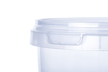 Transparent plastic bucket with transparent lid - 2200 ml, plastic containers on white background ,...