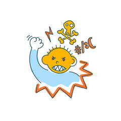 Angry man shouting. Funny character design. Vector illustration in trendy linear cartoon style