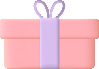 Pink Christmas Gift Box 3D Icon Graphic Illustration on Transparent Background