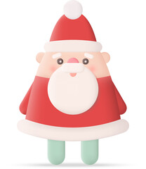 Cute Christmas Santa Claus 3D Icon Graphic Illustration on Transparent Background