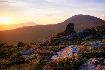 Fototapeta na wymiar Scenic alpine landscape at the sunset.