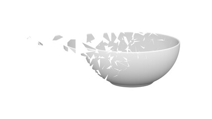 Broken dish isolated on white background. 3d illustration.
