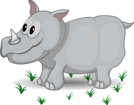 cartoon rhino adorable animal standing on grass