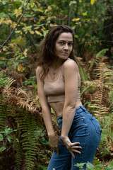 Portrait of romantic woman at fairy forest