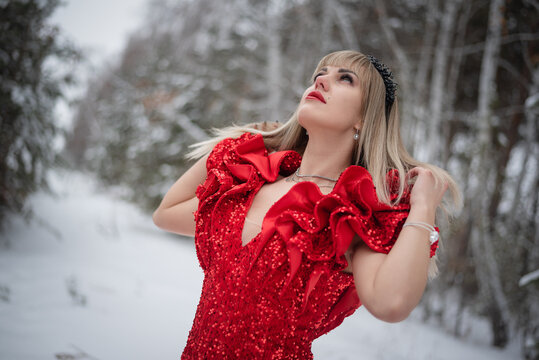 Woman In Red Dress Winter Images  Browse 140,403 Stock Photos, Vectors,  and Video | Adobe Stock