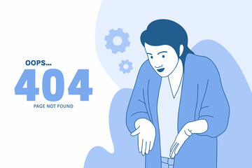 Illustrations Woman depression with internet connections for Oops 404 error design concept landing page