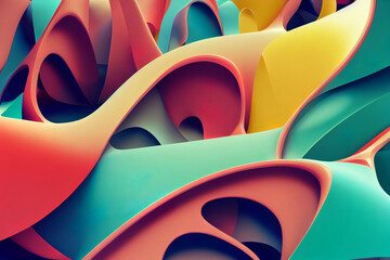 abstract colorful waves shapes background, complementer colors, 3d render, 3d illustration