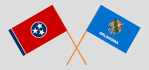 Crossed flags of The State of Tennessee and The State of Oklahoma. Official colors. Correct proportion