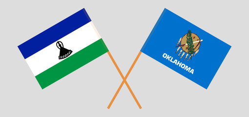 Crossed flags of Lesotho and The State of Oklahoma. Official colors. Correct proportion