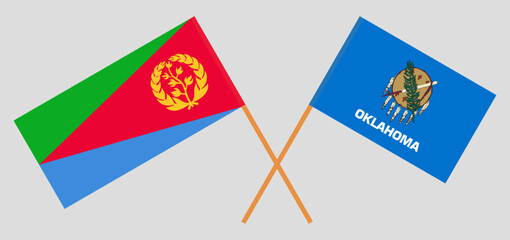 Crossed flags of Eritrea and The State of Oklahoma. Official colors. Correct proportion