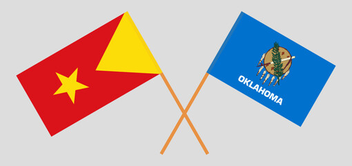 Crossed flags of Tigray and The State of Oklahoma. Official colors. Correct proportion