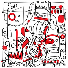 Naklejka na ściany i meble doodles in red