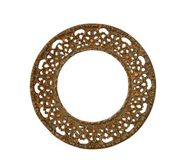 Metal brass round antique picture frame isolated cutout