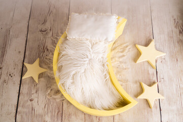 yellow wooden moon newborn prop