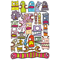 set of colorful monsters