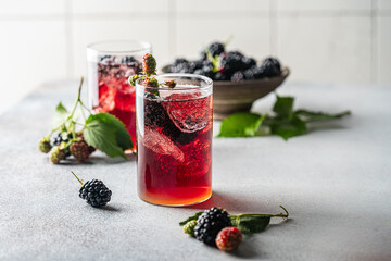 refreshing blackberry lemonade - obrazy, fototapety, plakaty