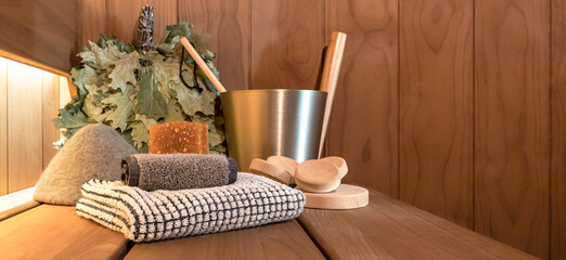 sauna accessories in the steam room