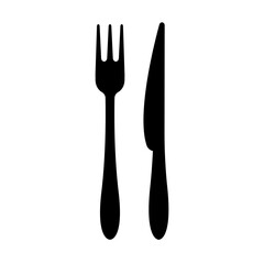 Fork and knife icon. Traditional cutlery or kitchenware. Vector Illustration 