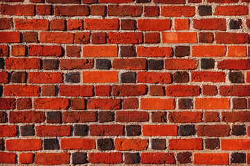 Bright various red bricks wall.