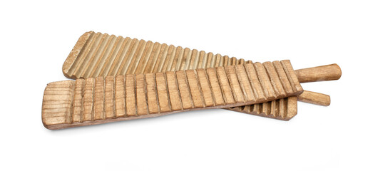 Wooden board with cut-out transverse grooves for rolling linen