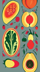 Gradient Vector Set of Fruits and Vegetables