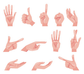 Hand arm pose gesture fingers pinch point concept set collection. Design graphic element vector illustration