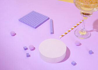 Isometric vaporware very peri scene, composition, geometric shapes