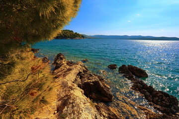 Croatia, Europe, Adriatic sea, Zadar region, scenic coast between Primosten and Sibenik,...