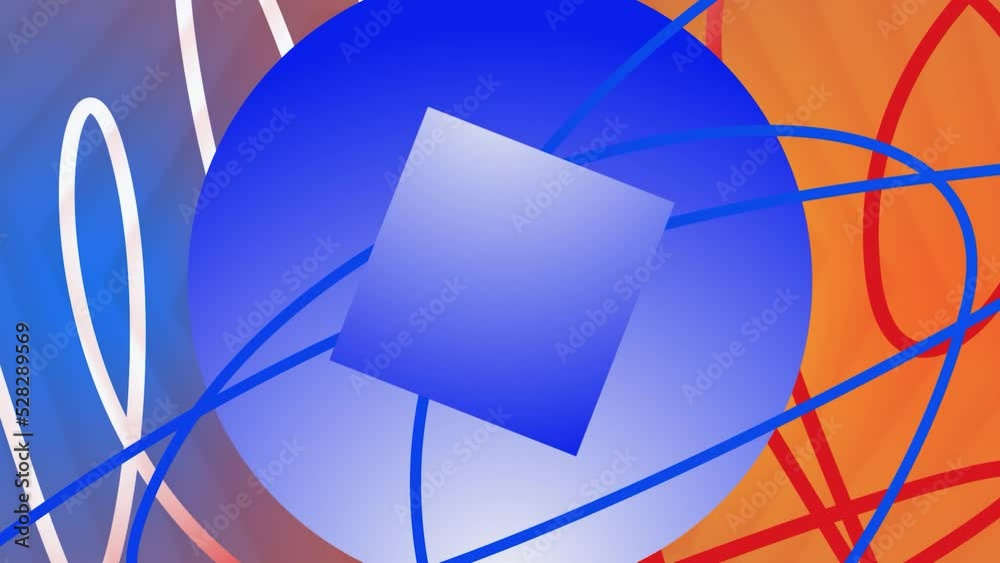 Aufkleber colorful animation with moving curves and geometric shapes. motion. stylish animation with curved li