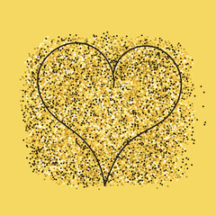 Heart illustration. Yellow background.