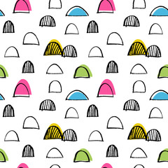 Abstract drawn pattern. Minimalistic colorful seamless background. Artistic decorative texture - 528289501