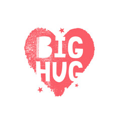 Big hug. Vector poster with ove heart. Decorative elements in scandinavian minimalistic style - 528289502
