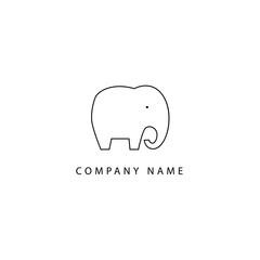 Logo template with linear elephant, contour logotype with silhouette of animal, image in minimalistic style - 528289506