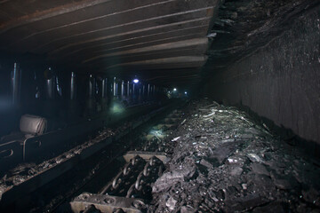 Closeup view of coal shrearer.