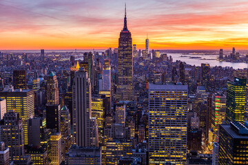 New York City Skyline at sunset - 528290171