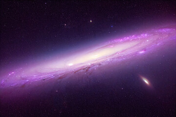 Galaxy in deep space. Colorful andromeda galaxy. Astronomy background with stars. Celestial, comsic illustration. 3D render of abstract universe. 