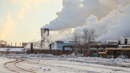 Panoramic view of big steel mill.