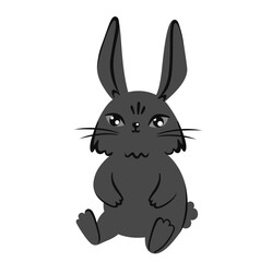 Black water rabbit cartoon character. Little hare, bunny. Animal of 2023 year. Vector flat illustration.