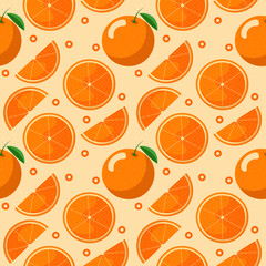 Seamless pattern with oranges. Orange color, flat style