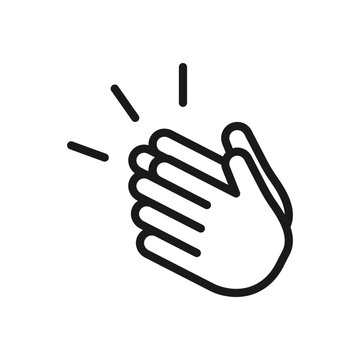 Clapping hand icon. Applause clap. Celebration hand gesture. Audience slam icon. Cheers slap sign. Celebration expression. Clapping symbol in outline style. People appreciation vector