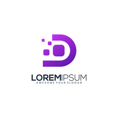 letter D gradient logo technology