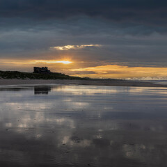 Bamburgh Castle from the south sunset