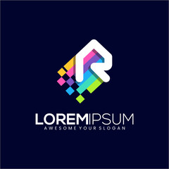 letter R home colorful logo