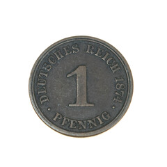Geman One Pfennig Penny Coin
